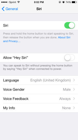 The setting to change Siri is under "General" and then "Siri"