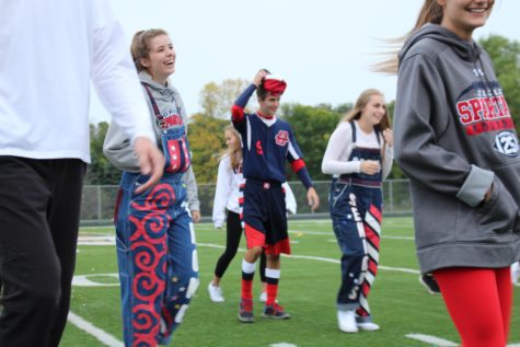 Senior Maddie Fischer laughs after the court dance