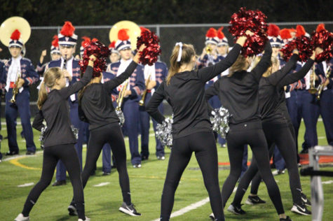 The dance team on the field at halftime. 