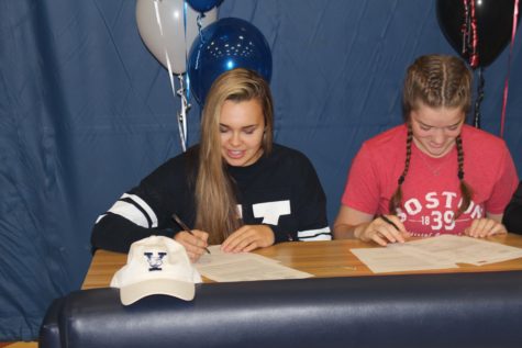 Senior Tori Andrew signs her letter of Intent to Yale for basketball 